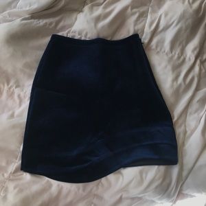 Topshop Blue Velvet Wave Mini Skirt